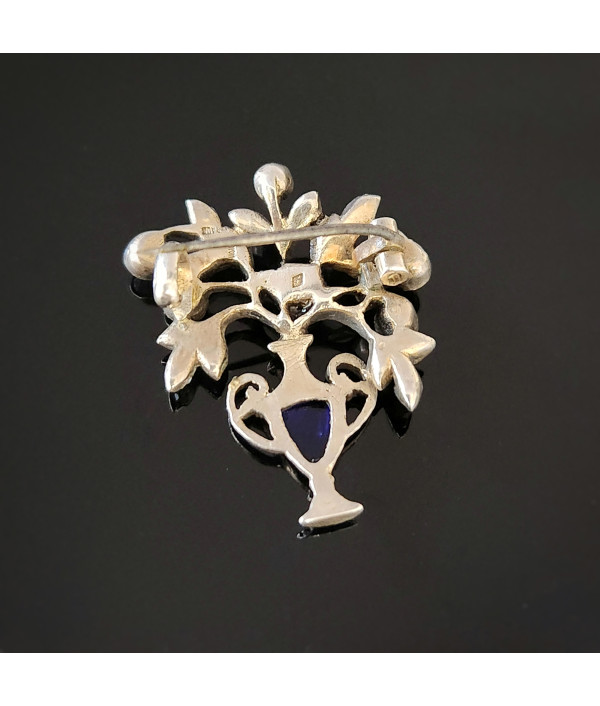 Antique Silver Giardinetti Brooch with Colorful Paste Gemstones Antique Silver Giardinetti Brooch with Colorful Paste Gemstones