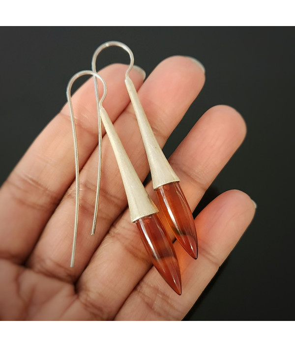 Modernist Amber Drop Earrings in Gold-Washed Sterling Silver Modernist Amber Drop Earrings in Gold-Washed Sterling Silver