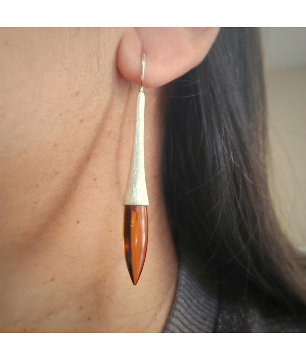 Modernist Amber Drop Earrings in Gold-Washed Sterling Silver Modernist Amber Drop Earrings in Gold-Washed Sterling Silver