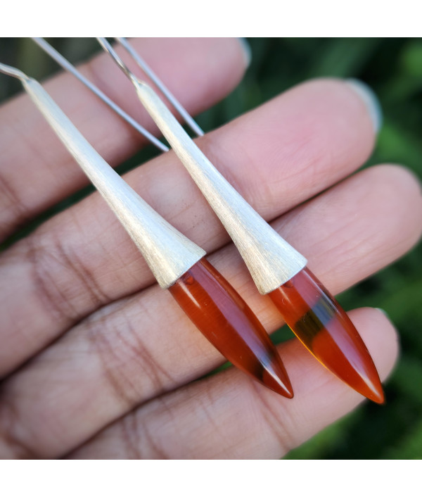 Modernist Amber Drop Earrings in Gold-Washed Sterling Silver Modernist Amber Drop Earrings in Gold-Washed Sterling Silver