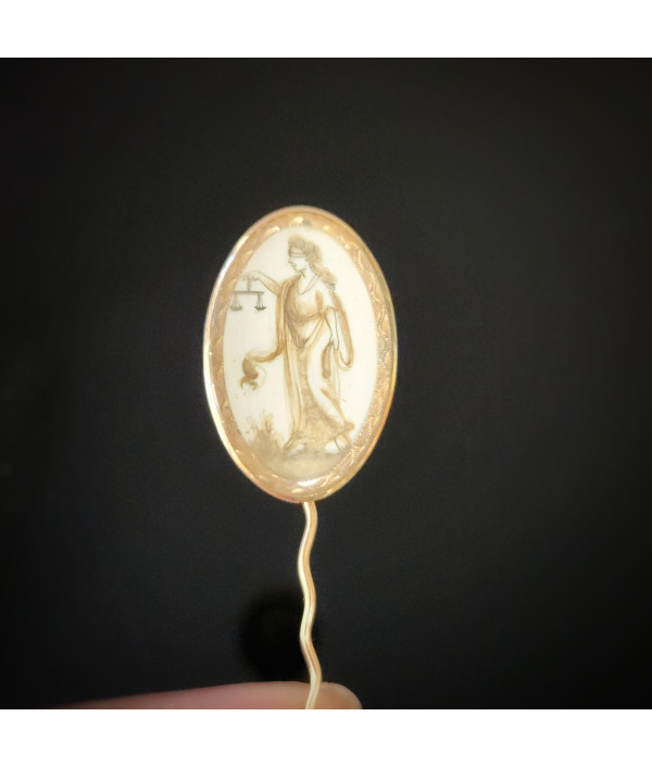 Georgian Sepia Stickpin with Rock Crystal in 9ct Gold Georgian Sepia Stickpin with Rock Crystal in 9ct Gold