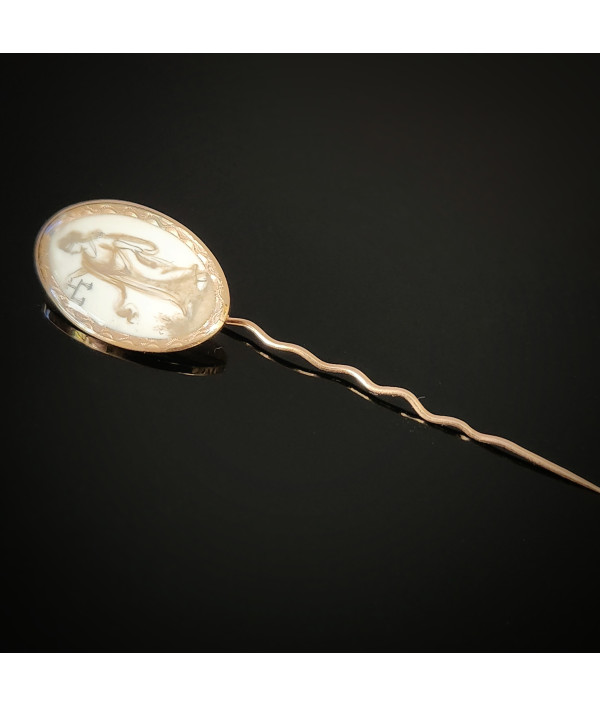 Georgian Sepia Stickpin with Rock Crystal in 9ct Gold Georgian Sepia Stickpin with Rock Crystal in 9ct Gold
