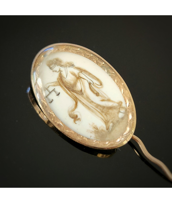 Georgian Sepia Stickpin with Rock Crystal in 9ct Gold Georgian Sepia Stickpin with Rock Crystal in 9ct Gold