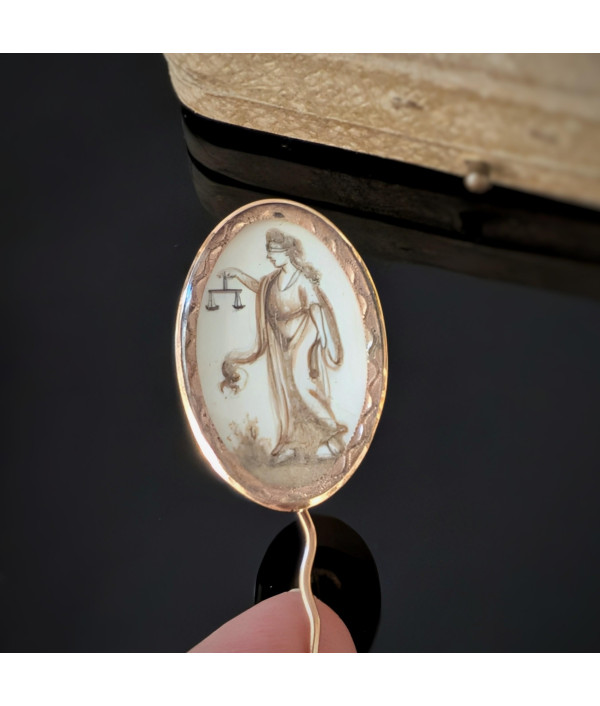 Georgian Sepia Stickpin with Rock Crysta...