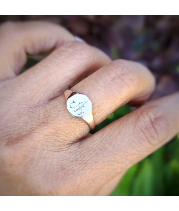 Antique 9ct Gold Hexagonal Signet Ring – Engraved A Circa 1910 Antique 9ct Gold Hexagonal Signet Ring – Engraved A Circa 1910