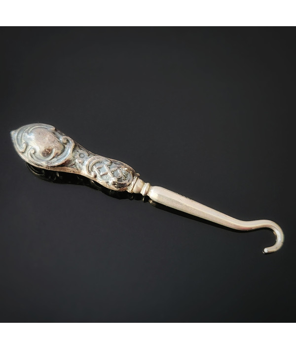 Edwardian Sterling Silver Glove Button Hook — Birmingham 1911