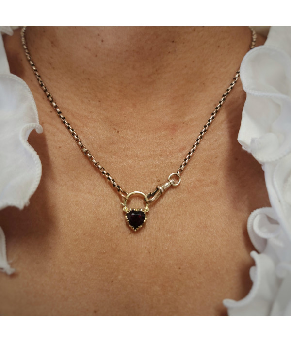 Pending - Vintage Heart Shaped Garnet Padlock Pendant in 9ct Gold Pending - Vintage Heart Shaped Garnet Padlock Pendant in 9ct Gold