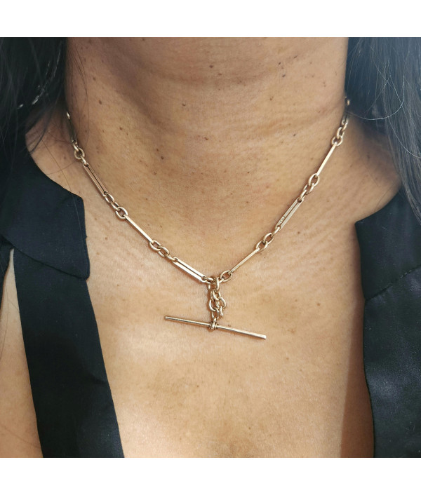 Antique Rail and Trace Link Albert Chain in 9ct Rose Gold Antique Rail and Trace Link Albert Chain in 9ct Rose Gold