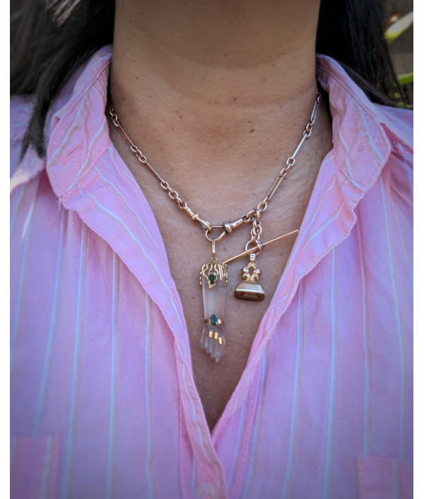 Antique Rail and Trace Link Albert Chain in 9ct Rose Gold Antique Rail and Trace Link Albert Chain in 9ct Rose Gold