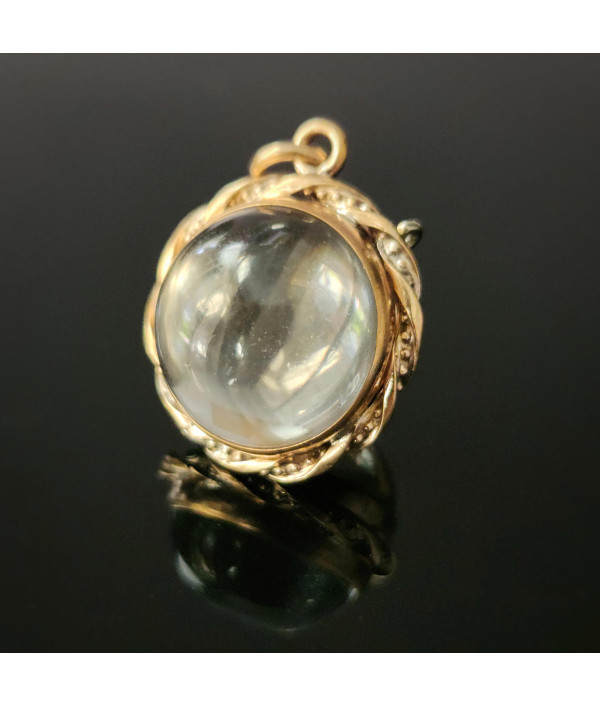 Antique Pool of Light Locket Pendant with Rock Crystal and Gold Plating Antique Pool of Light Locket Pendant with Rock Crystal and Gold Plating