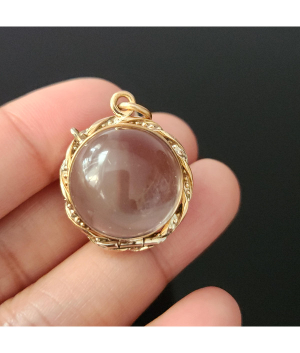 Antique Pool of Light Locket Pendant with Rock Crystal and Gold Plating Antique Pool of Light Locket Pendant with Rock Crystal and Gold Plating