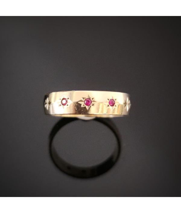 Vintage 1970s Three-Stone Ruby My Valentine Ring 9ct Yellow Gold Vintage 1970s Three-Stone Ruby My Valentine Ring 9ct Yellow Gold