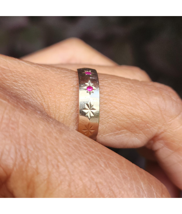 Vintage 1970s Three-Stone Ruby My Valentine Ring 9ct Yellow Gold Vintage 1970s Three-Stone Ruby My Valentine Ring 9ct Yellow Gold