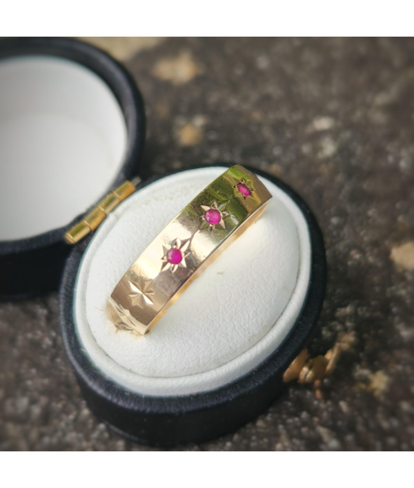 Vintage 1970s Three-Stone Ruby My Valentine Ring 9ct Yellow Gold Vintage 1970s Three-Stone Ruby My Valentine Ring 9ct Yellow Gold