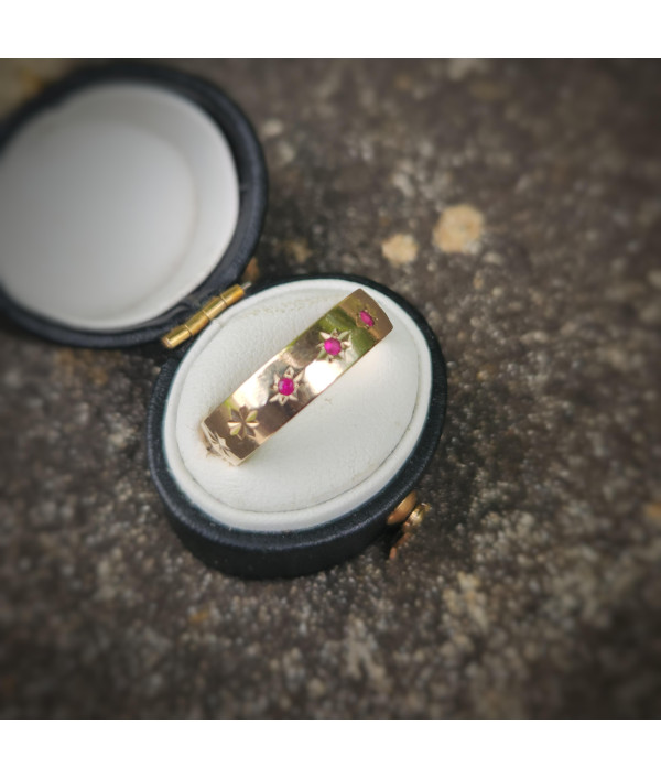 Vintage 1970s Three-Stone Ruby My Valentine Ring 9ct Yellow Gold Vintage 1970s Three-Stone Ruby My Valentine Ring 9ct Yellow Gold