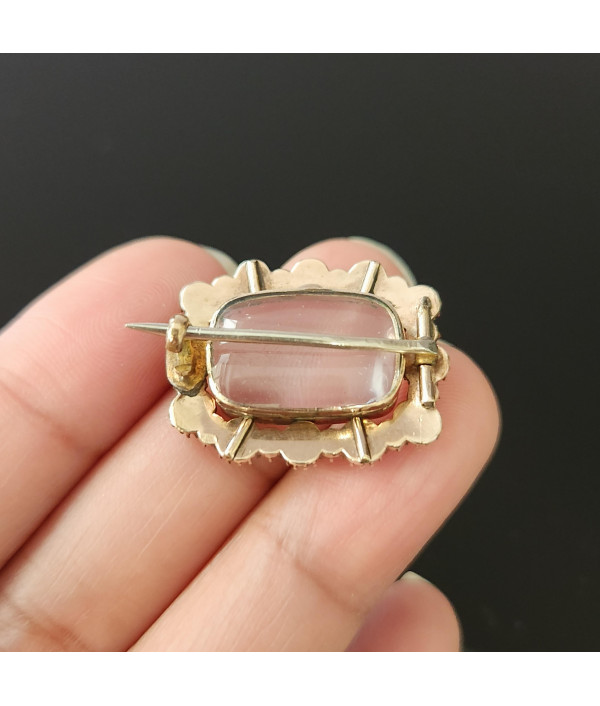 Georgian Pearl Halo Locket Brooch in 9ct Gold Georgian Pearl Halo Locket Brooch in 9ct Gold