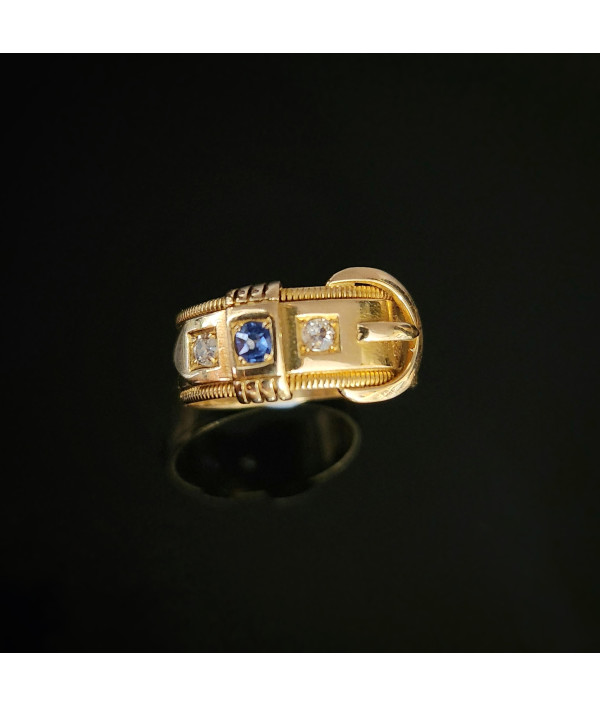 Antique Victorian Belt Buckle Ring – 18ct Gold, Birmingham 1854 Antique Victorian Belt Buckle Ring – 18ct Gold, Birmingham 1854