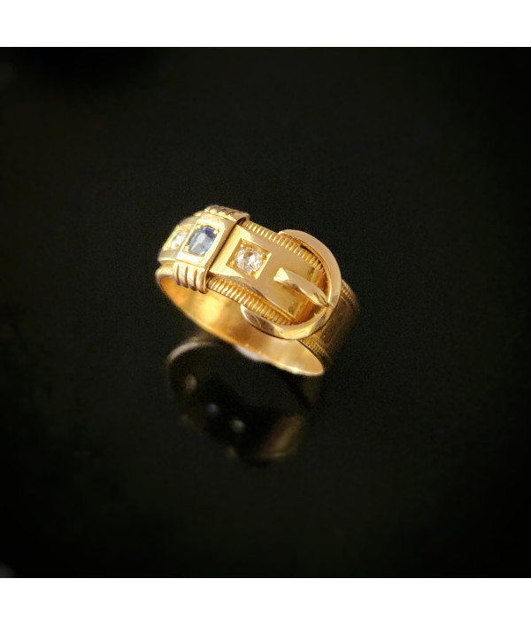 Antique Victorian Belt Buckle Ring – 18ct Gold, Birmingham 1854 Antique Victorian Belt Buckle Ring – 18ct Gold, Birmingham 1854