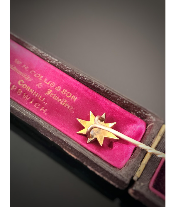 Victorian Diamond and Pearl Starburst Stickpin in 14ct Gold Victorian Diamond and Pearl Starburst Stickpin in 14ct Gold