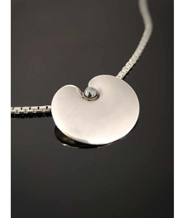 Georg Jensen 1999 Sterling Silver and Hematite Pendant by Nanna Ditzel Georg Jensen 1999 Sterling Silver and Hematite Pendant by Nanna Ditzel