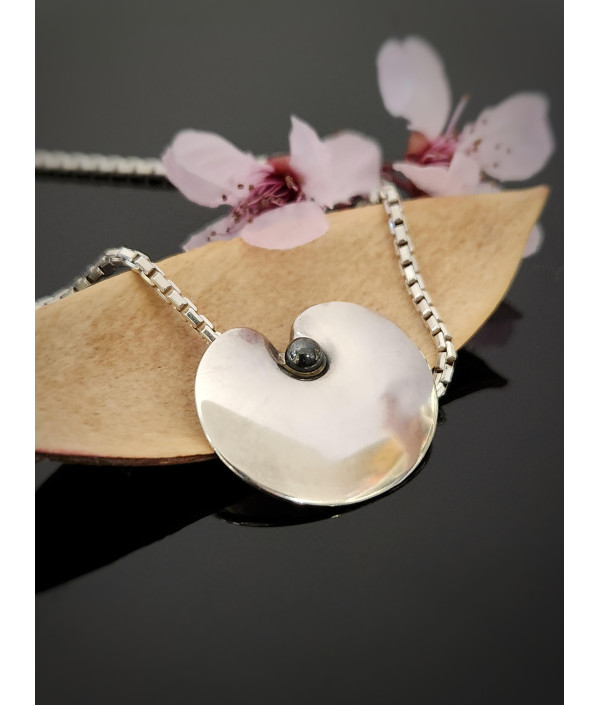 Georg Jensen 1999 Sterling Silver and Hematite Pendant by Nanna Ditzel Georg Jensen 1999 Sterling Silver and Hematite Pendant by Nanna Ditzel