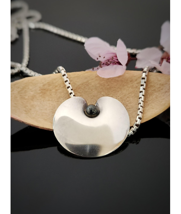 Georg Jensen 1999 Sterling Silver and Hematite Pendant by Nanna Ditzel Georg Jensen 1999 Sterling Silver and Hematite Pendant by Nanna Ditzel