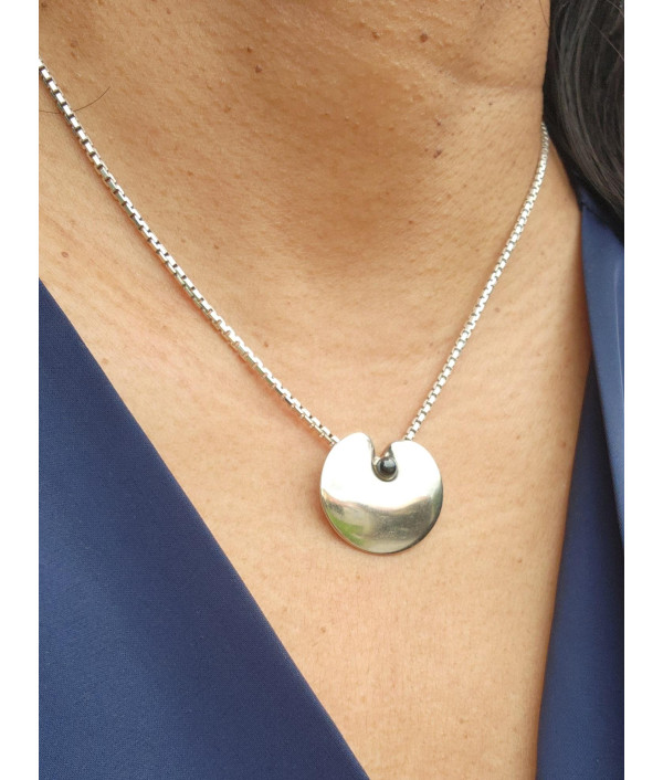 Georg Jensen 1999 Sterling Silver and Hematite Pendant by Nanna Ditzel Georg Jensen 1999 Sterling Silver and Hematite Pendant by Nanna Ditzel