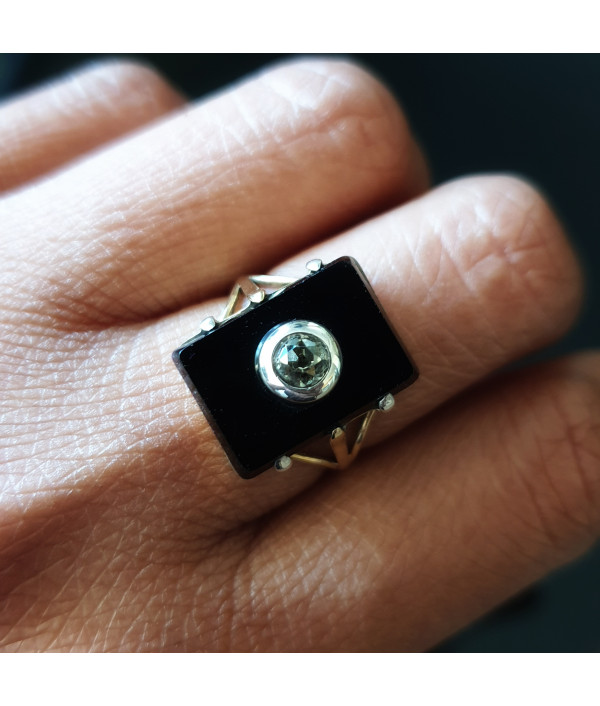 SOLD! Art Deco Onyx and Diamond Ring in 18K Gold SOLD! Art Deco Onyx and Diamond Ring in 18K Gold