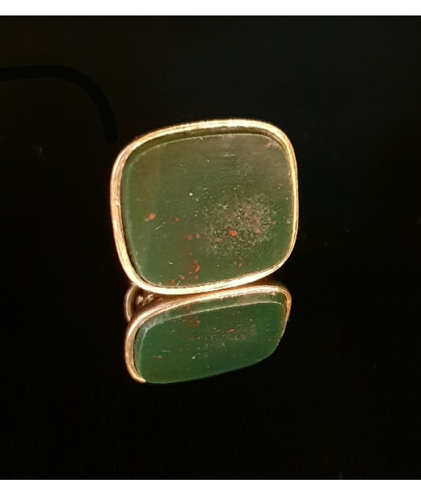 Victorian Bloodstone Fob Seal Pendant Charm in 9K Yellow Gold