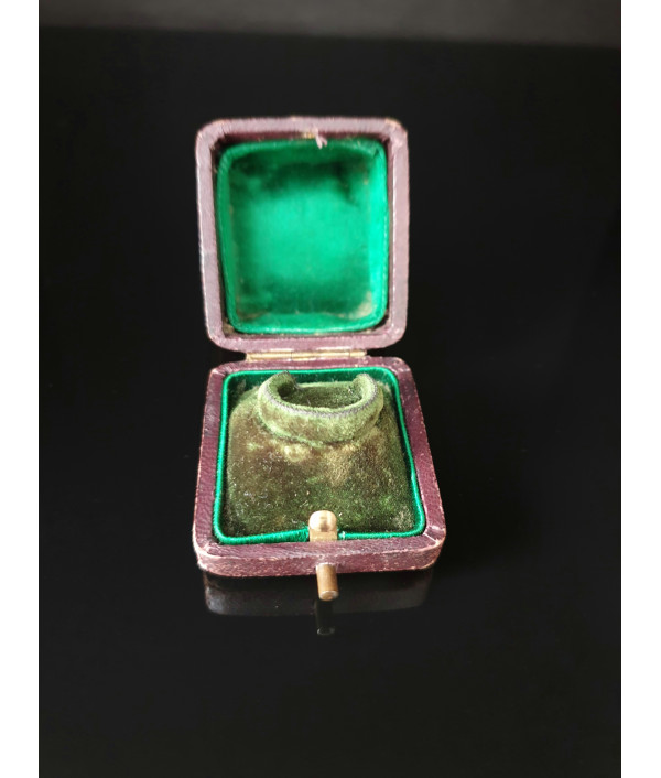 Antique Green Satin and Velvet Lined Ring Box