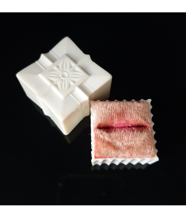 ART DECO CELLULOID RING DISPLAY BOX WITH PEACH VELVET LINING ART DECO CELLULOID RING DISPLAY BOX WITH PEACH VELVET LINING