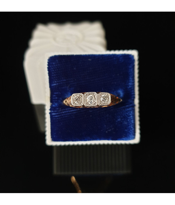 Art Deco Platinum and 18K Yellow Gold Di...