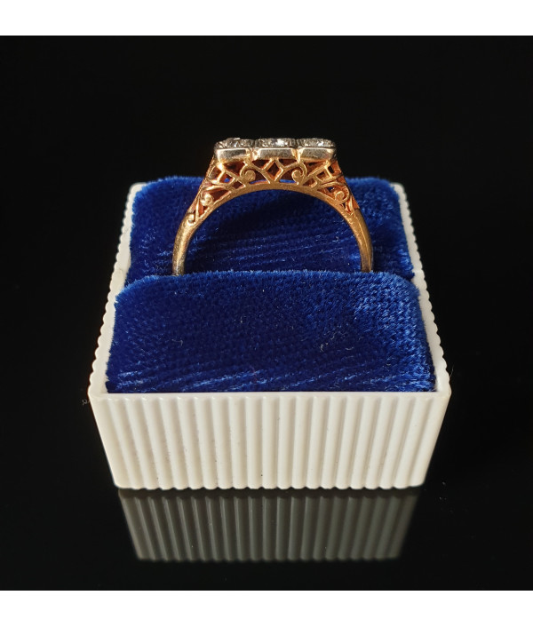 Art Deco Platinum and 18K Yellow Gold Diamond Ring