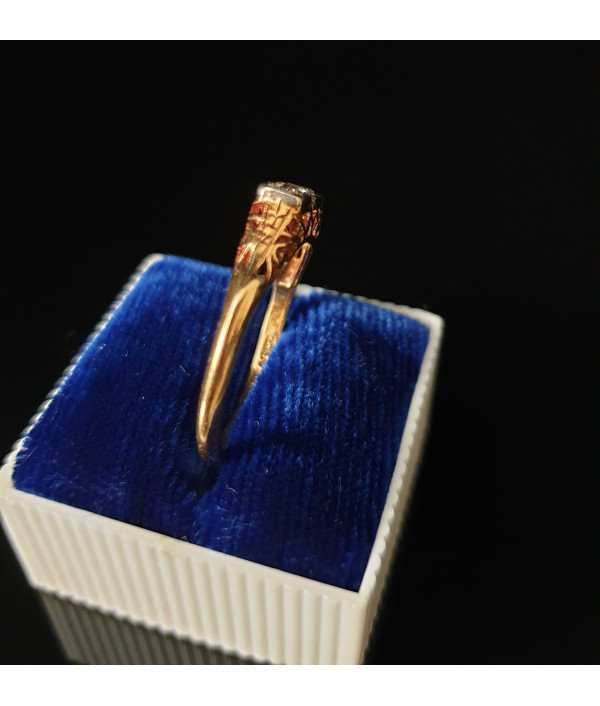 Art Deco Platinum and 18K Yellow Gold Diamond Ring