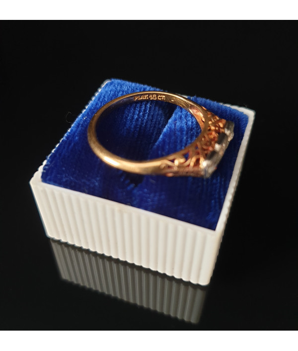 Art Deco Platinum and 18K Yellow Gold Diamond Ring