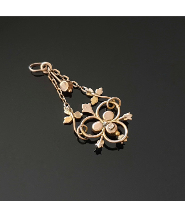 Edwardian Turquoise and Pearl Lavaliere Pendant Edwardian Turquoise and Pearl Lavaliere Pendant