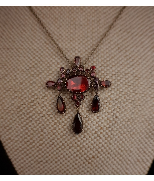 Reserved! Georgian Flat-cut Garnet Brooch Conversion Necklace Reserved! Georgian Flat-cut Garnet Brooch Conversion Necklace