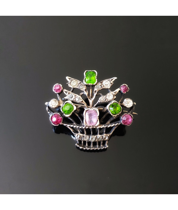 Victorian Giardinetti Brooch in Silver and Paste Victorian Giardinetti Brooch in Silver and Paste