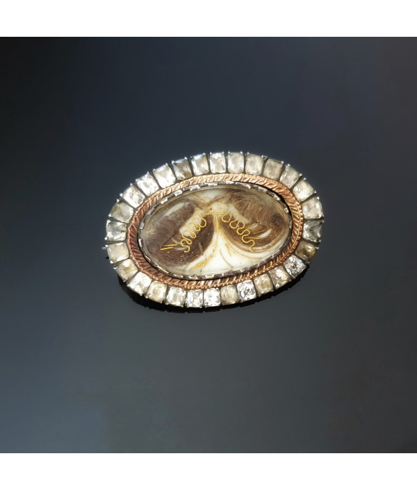 Georgian Mourning Brooch with Weaved Hai...
