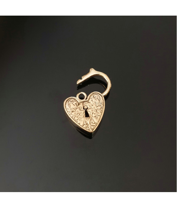 Vintage Floral Chased Gold Padlock Clasp...