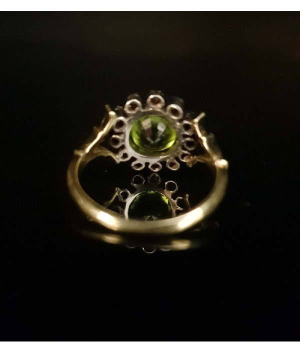 Edwardian Peridot and Diamond Halo Dress Ring Edwardian Peridot and Diamond Halo Dress Ring