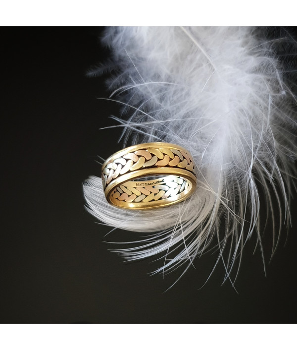 Plaited Gold Band in Three-Toned 14K Gold Plaited Gold Band in Three-Toned 14K Gold