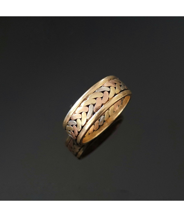 Plaited Gold Band in Three-Toned 14K Gol...