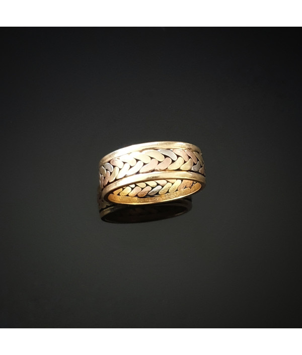 Plaited Gold Band in Three-Toned 14K Gold Plaited Gold Band in Three-Toned 14K Gold