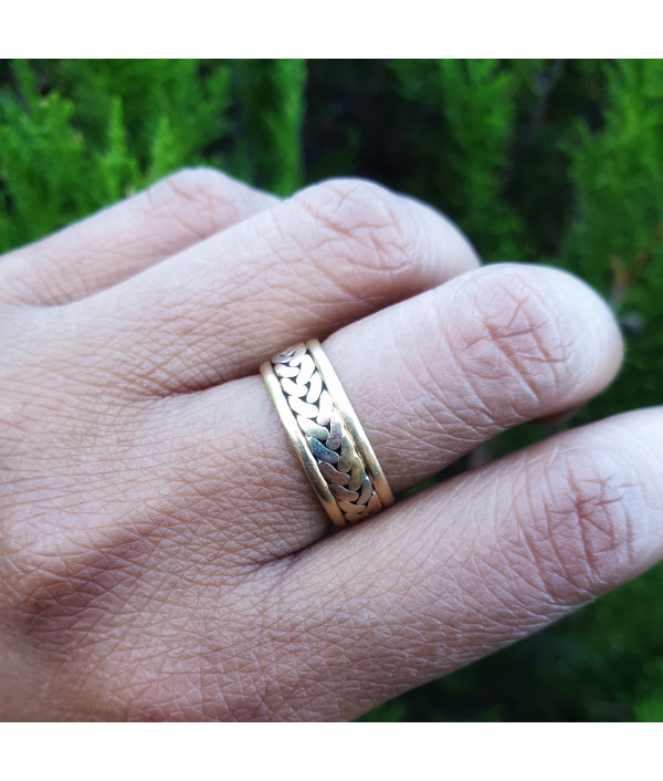 Plaited Gold Band in Three-Toned 14K Gold Plaited Gold Band in Three-Toned 14K Gold