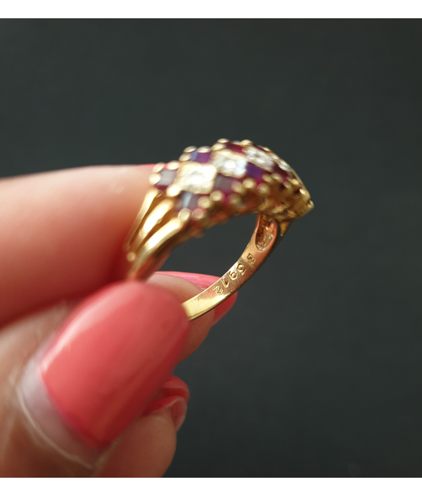 Sold! Vintage Ruby and Diamond Ring in 18K Yellow Gold