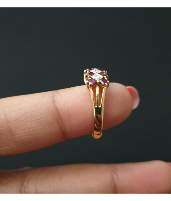 Sold! Vintage Ruby and Diamond Ring in 18K Yellow Gold