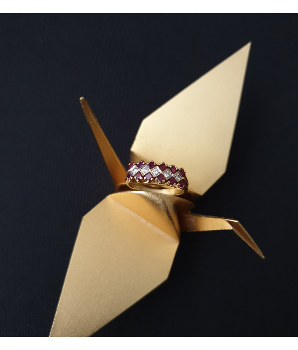 Sold! Vintage Ruby and Diamond Ring in 18K Yellow Gold