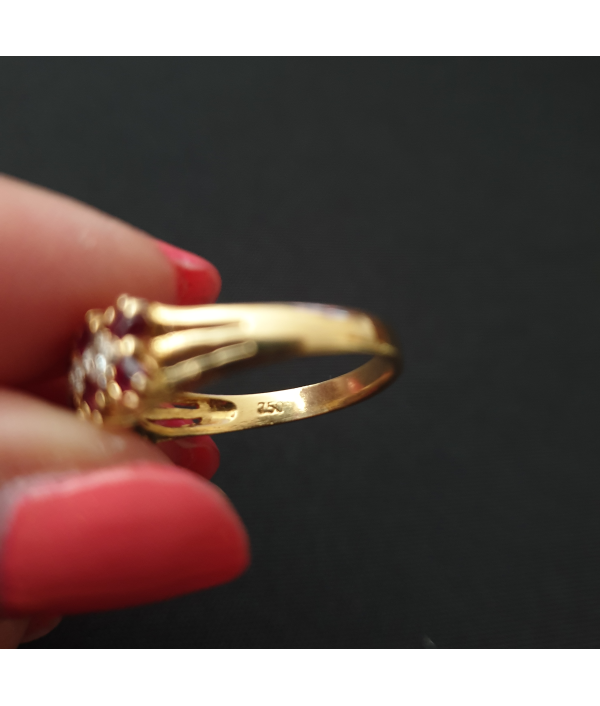 Sold! Vintage Ruby and Diamond Ring in 18K Yellow Gold