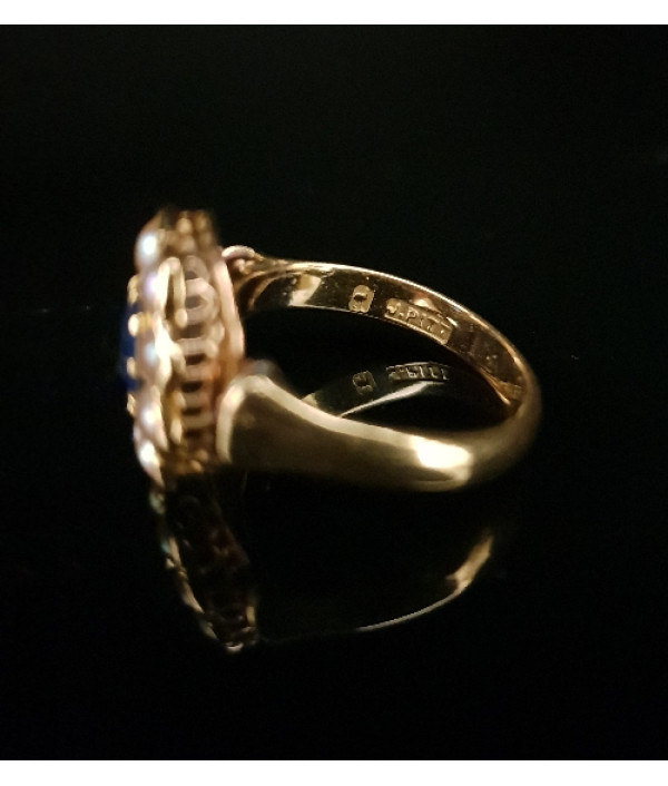 SOLD! Australian Colonial Era Sapphire and Pearl Halo Ring SOLD! Australian Colonial Era Sapphire and Pearl Halo Ring